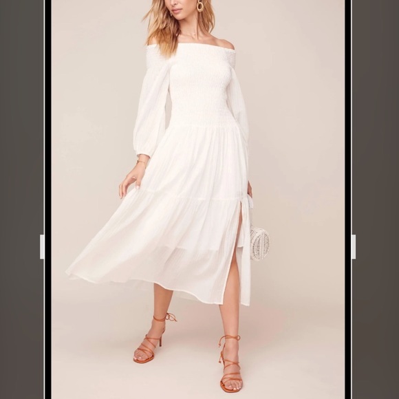 ASTR UTOPIA OFF SHOULDER MIDI Grecian DRESS - Picture 1 of 13